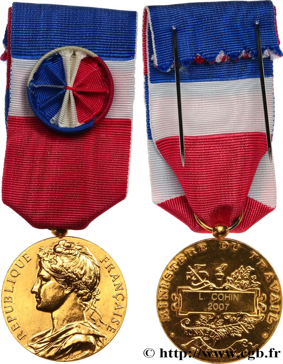 FUNFTE FRANZOSISCHE REPUBLIK Médaille d’honneur du travail, 30 ans VZ