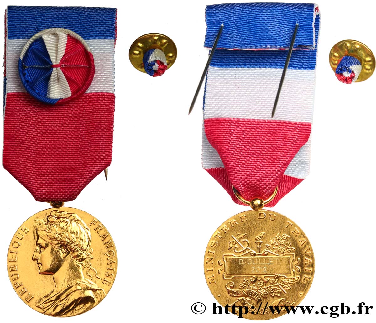 QUINTA REPUBLICA FRANCESA Médaille d’honneur du travail, 30 ans EBC