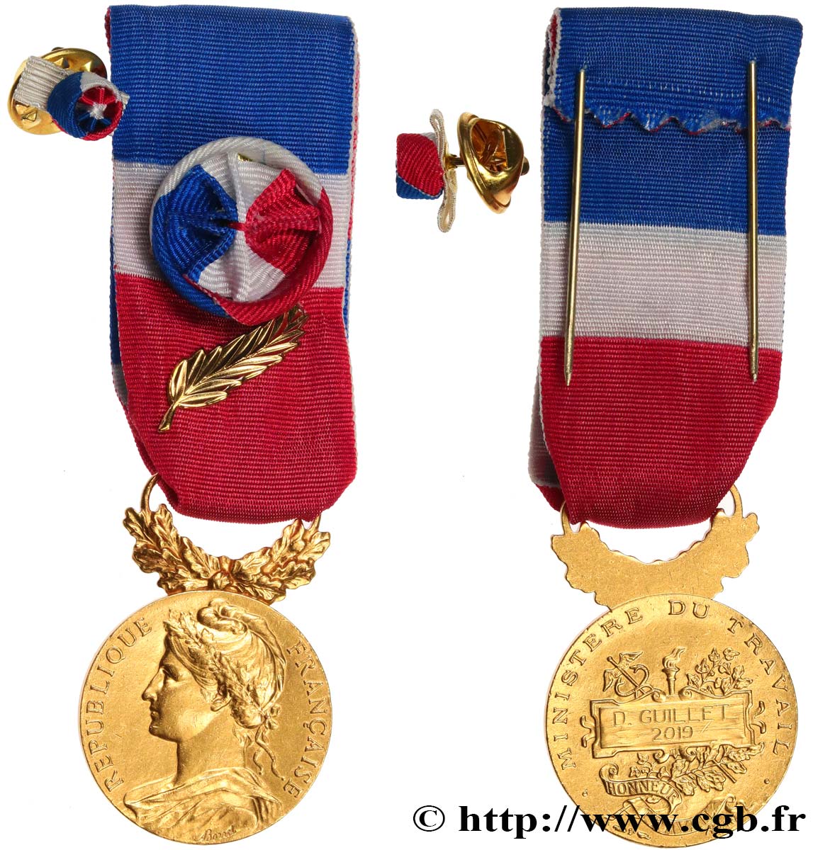 V REPUBLIC Médaille d’honneur du Travail, Or AU/AU