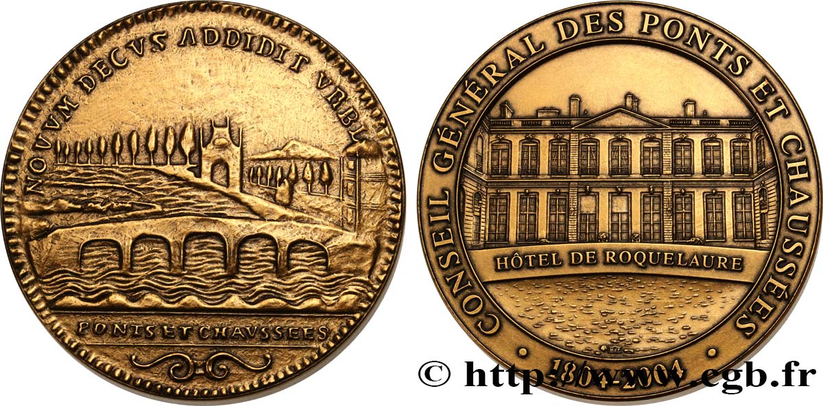 CINQUIÈME RÉPUBLIQUE Médaille, Conseil général des Ponts et Chaussées, Hôtel de Roquelaure SUP