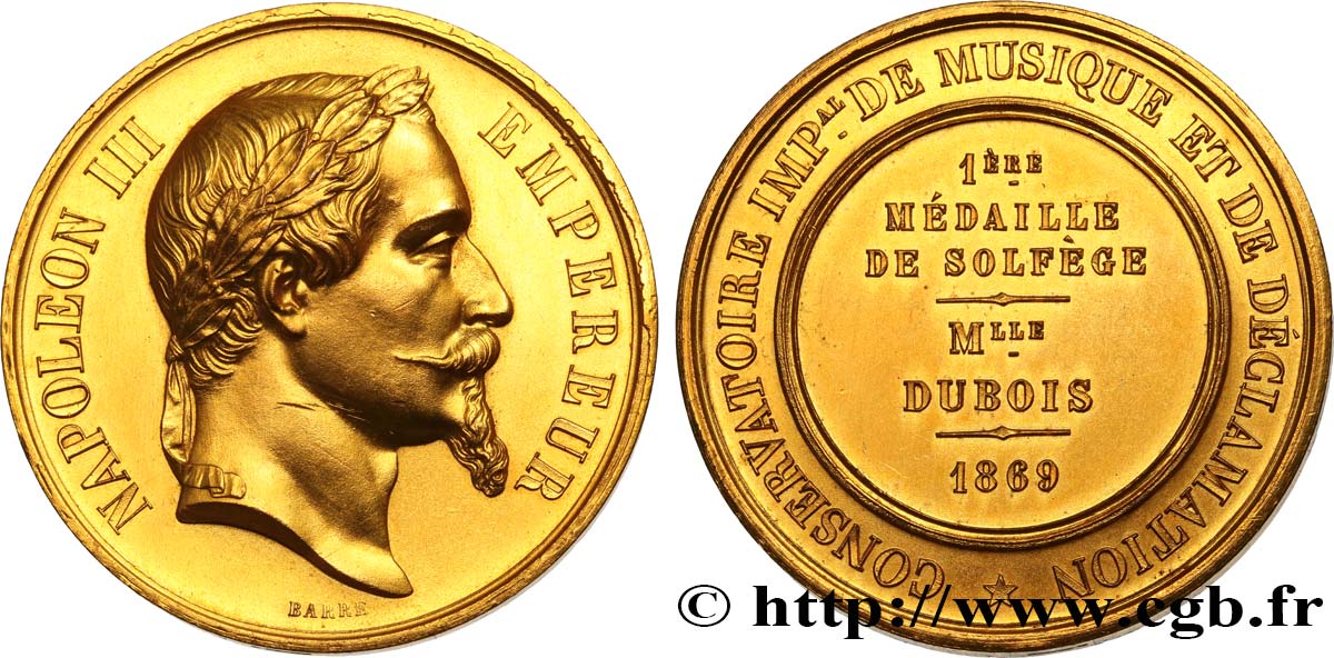 SEGUNDO IMPERIO FRANCES Médaille de récompense, Solfège EBC