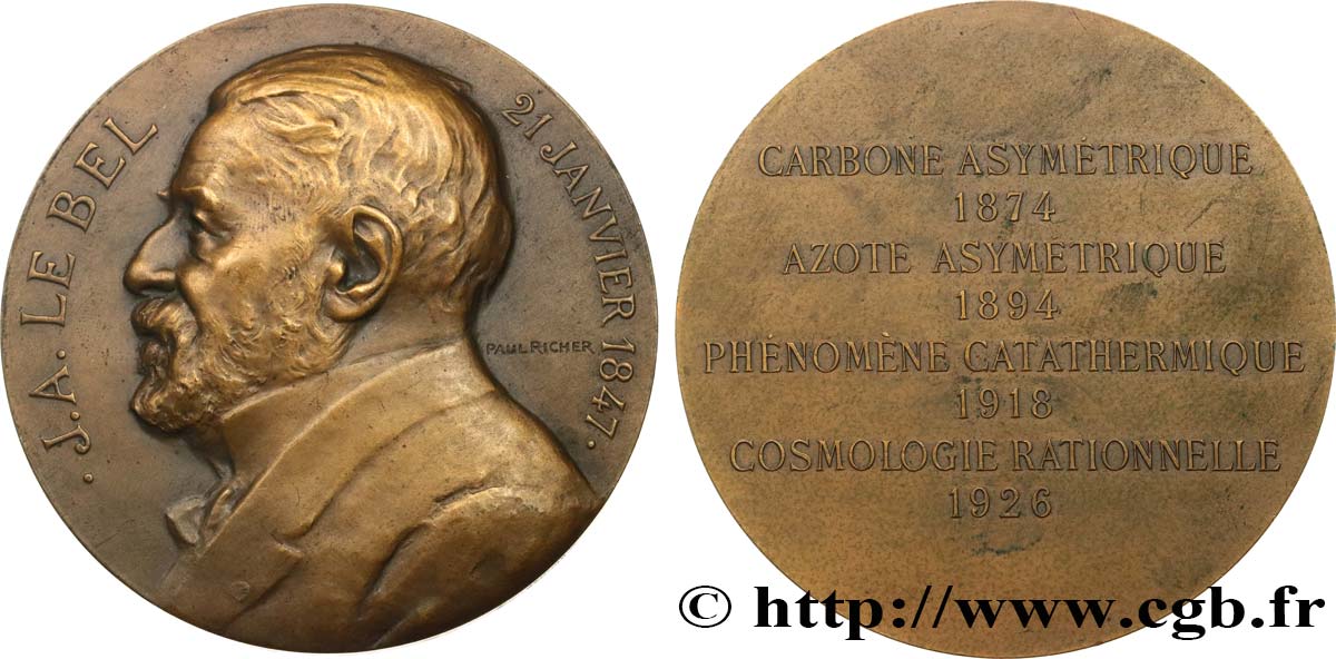 SCIENCES & SCIENTIFIQUES Médaille, Joseph Achille Le Bel fVZ