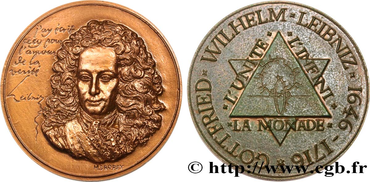 SCIENCES & SCIENTIFIQUES Médaille, Gottfried Wilhelm Leibniz VZ/fVZ