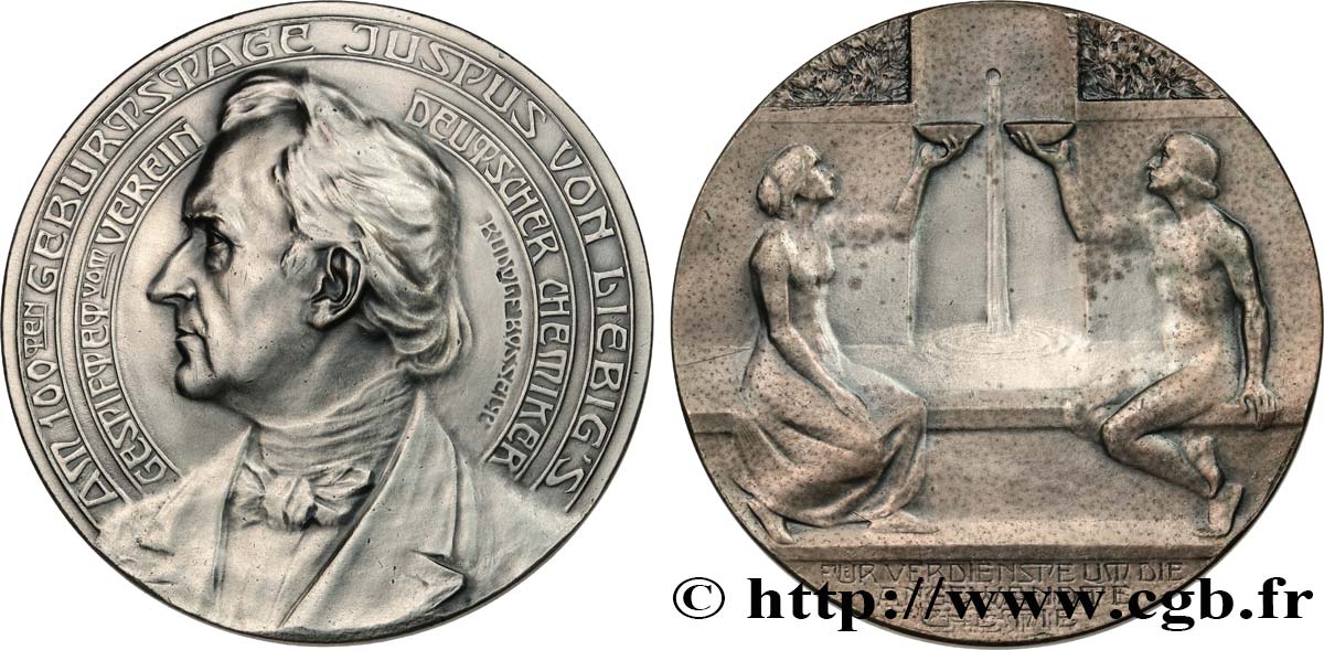 SCIENCE & SCIENTIFIC Médaille, Justus von Liebig, 100e anniversaire XF