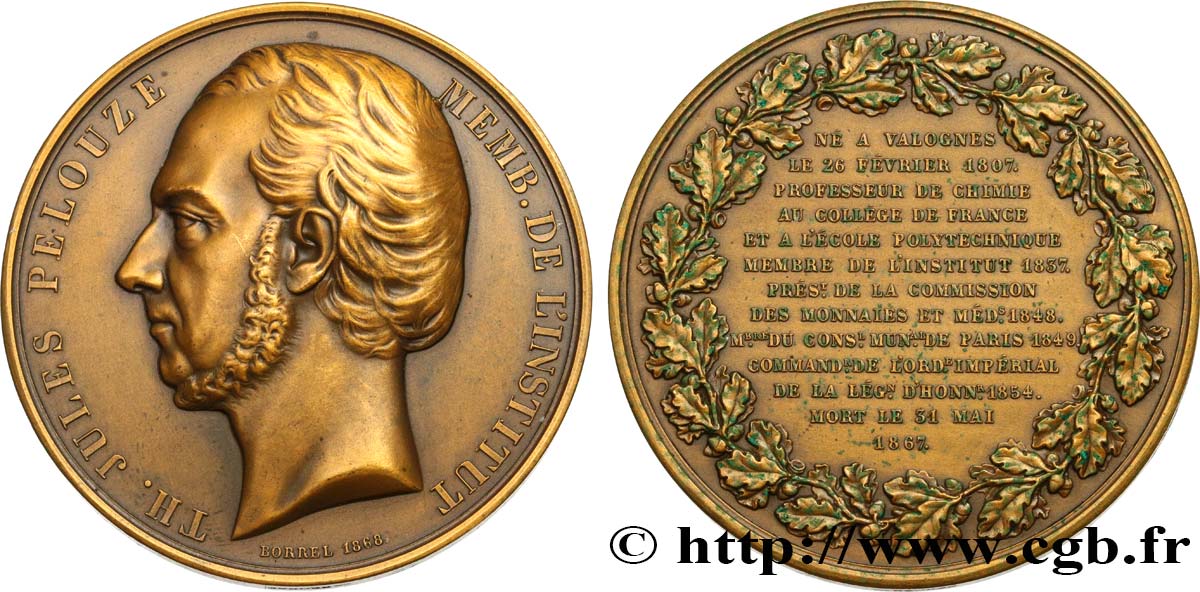 SECOND EMPIRE Médaille, Théophile-Jules Pelouze AU