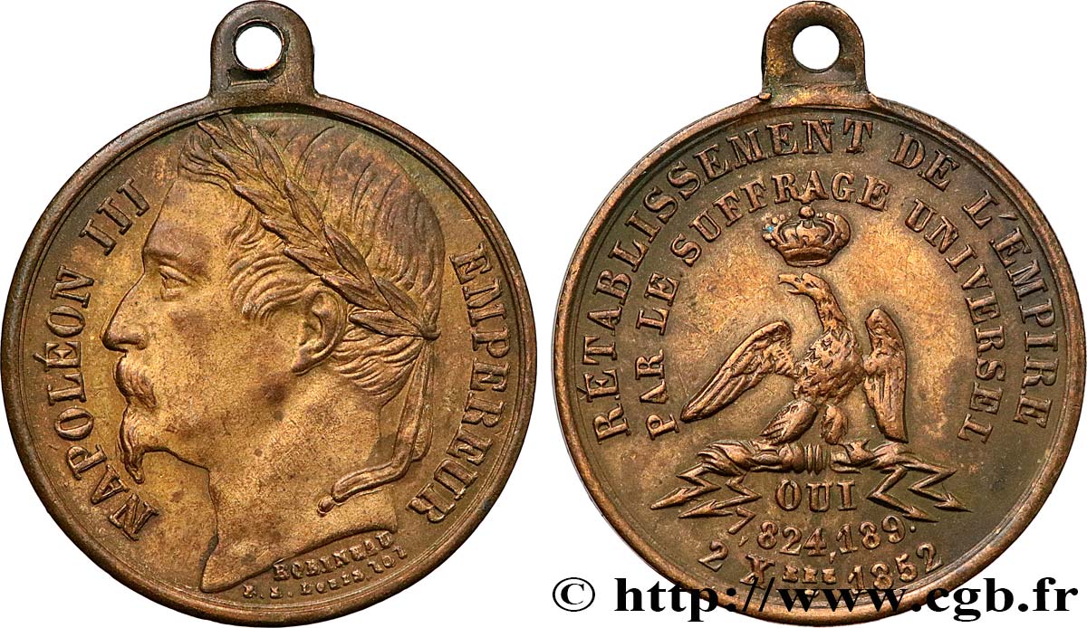 SECOND EMPIRE Médaille, Rétablissement de l’empire TTB