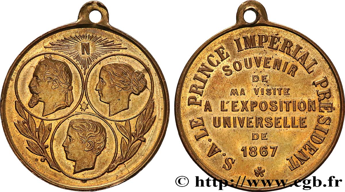 SECOND EMPIRE Médaillette de la famille impériale - souvenir de l’Exposition TTB+