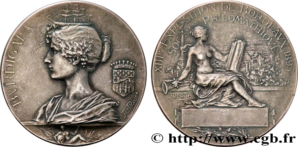III REPUBLIC Médaille, Burdigala, 13e exposition, Société de philomathique XF