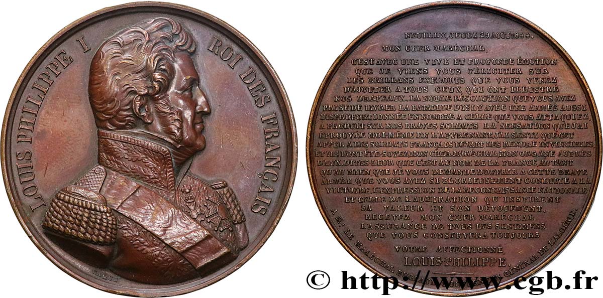 ALGÉRIE - LOUIS PHILIPPE Médaille, Bataille d Isly, Victoire du Maréchal Bugeaud TTB+