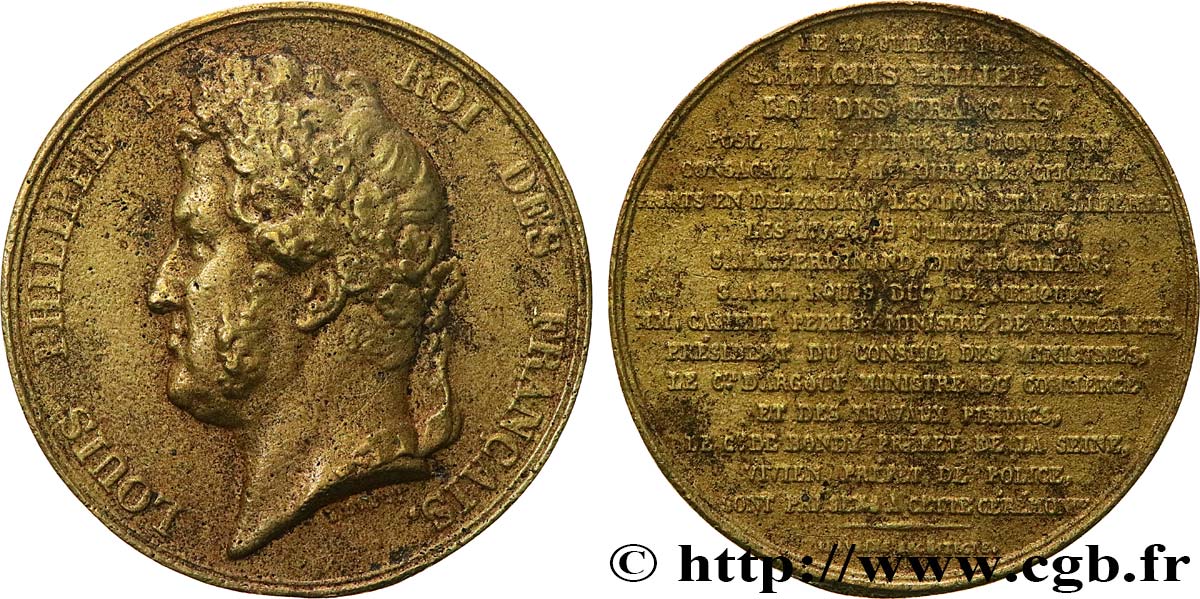 LOUIS-PHILIPPE I Médaille, Pose de la première pierre du monument à la mémoire des citoyens VF