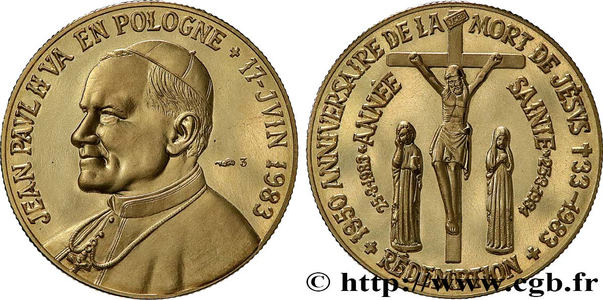 JOHN-PAUL II (Karol Wojtyla) Médaille, Visite de la Pologne, Année Sainte AU