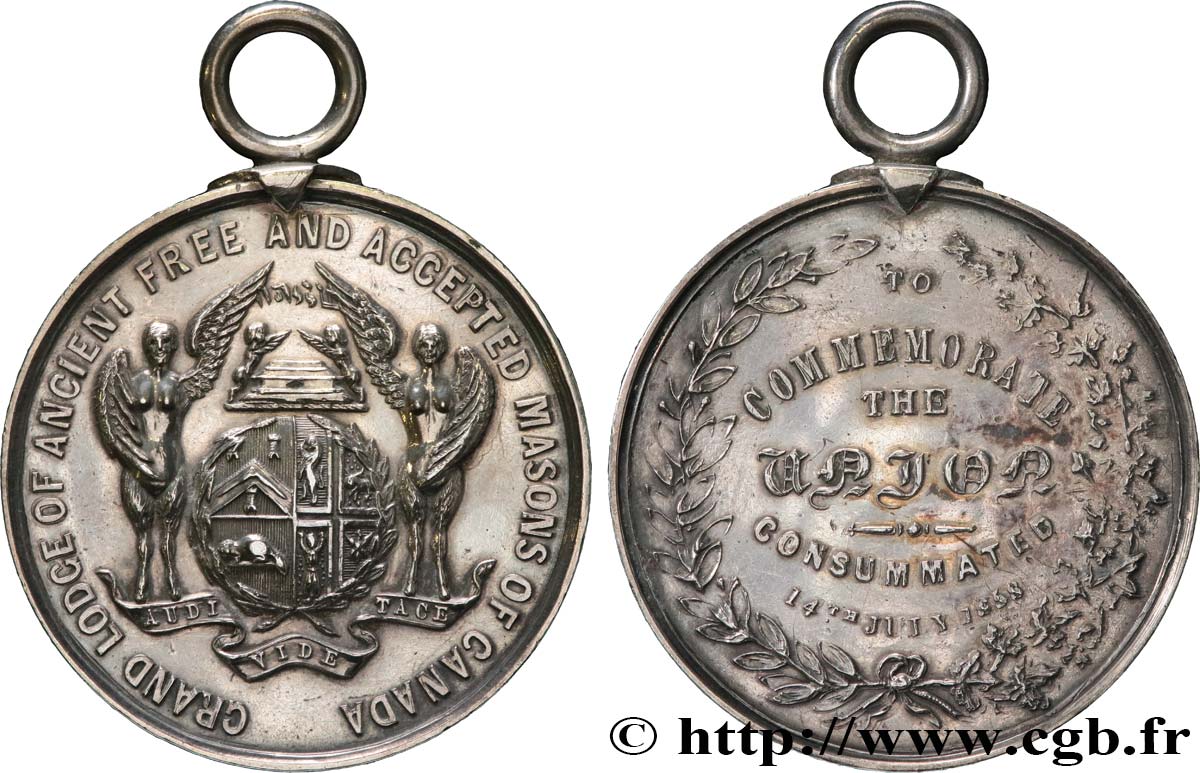 FRANC - MAÇONNERIE Médaille, Commémoration du Maître, Canada TTB+