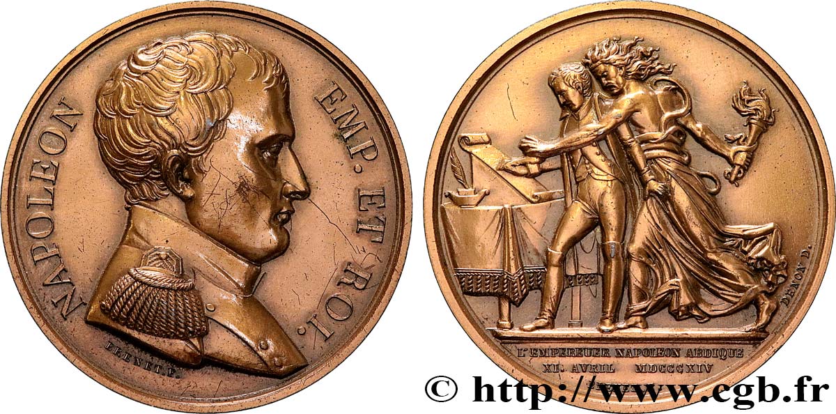PRIMO IMPERO Médaille, Abdication de Napoléon SPL+