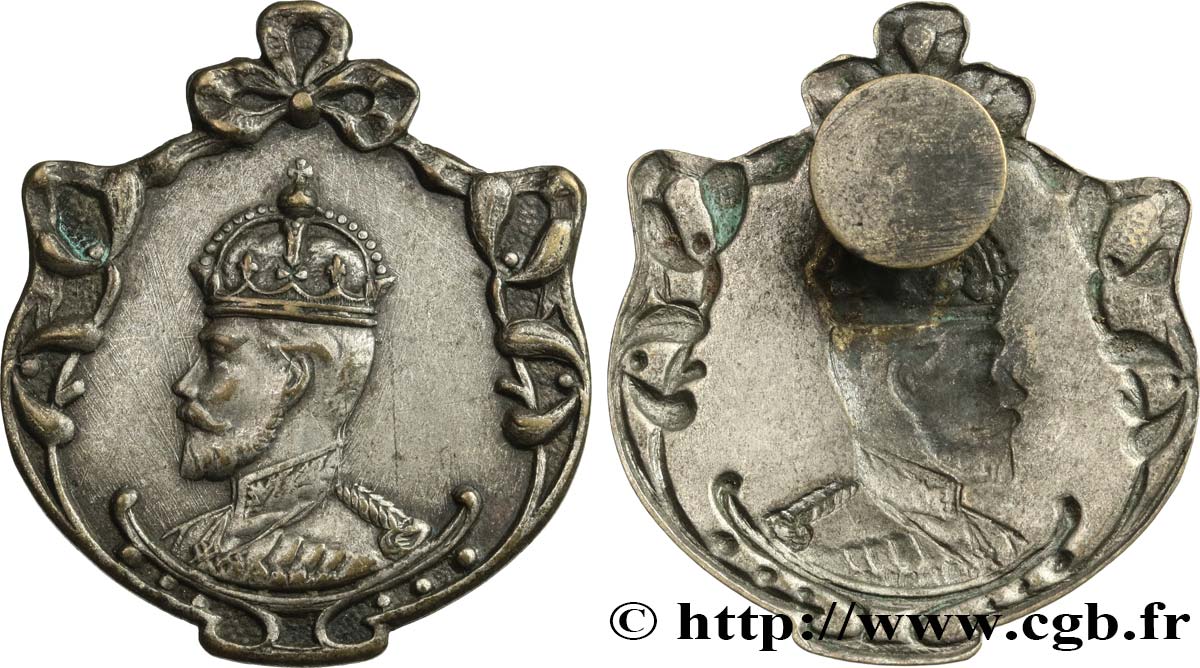 GRANDE-BRETAGNE - GEORGES V Médaille, bouton de veste (boutonnière) Georges V TTB