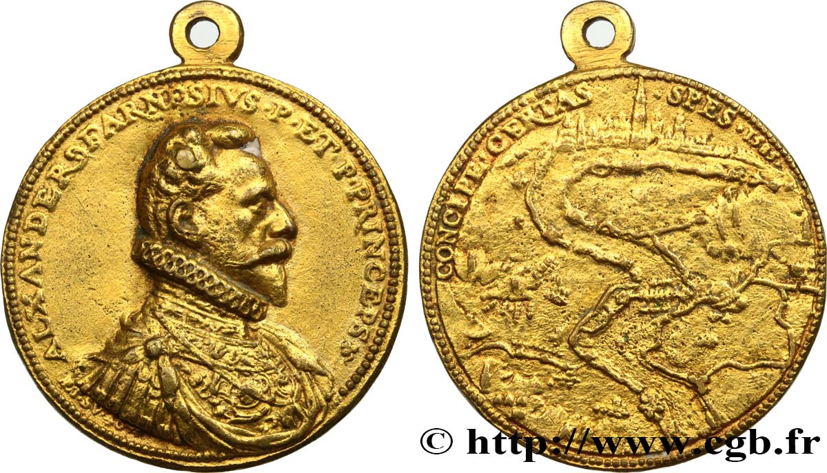 ITALIE - ÉMILIE - PARME - ALEXANDRE FARNÈSE Médaille, Siège d’Anvers TTB