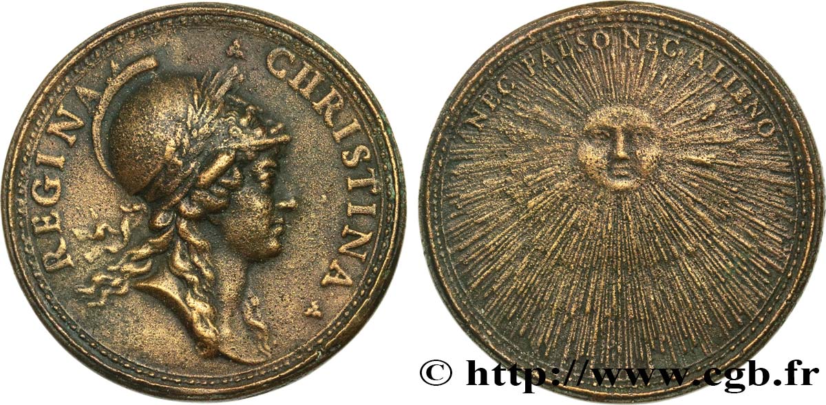 SUÈDE - ROYAUME DE SUÈDE - CHRISTINE DE SUÈDE Médaille de Christine de Suède TTB