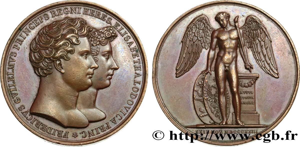 ALLEMAGNE - ROYAUME DE PRUSSE - FRÉDÉRIC-GUILLAUME IV Médaille, Mariage de Frédéric Guillaume de Prusse et Elisabeth Louise de Bavière fVZ