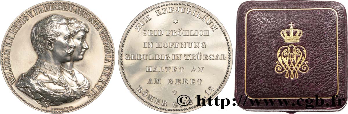 ALEMANIA - REINO DE PRUSIA - GUILLERMO II Médaille, Noces d’argent de Guillaume II et Augusta-Victoria EBC