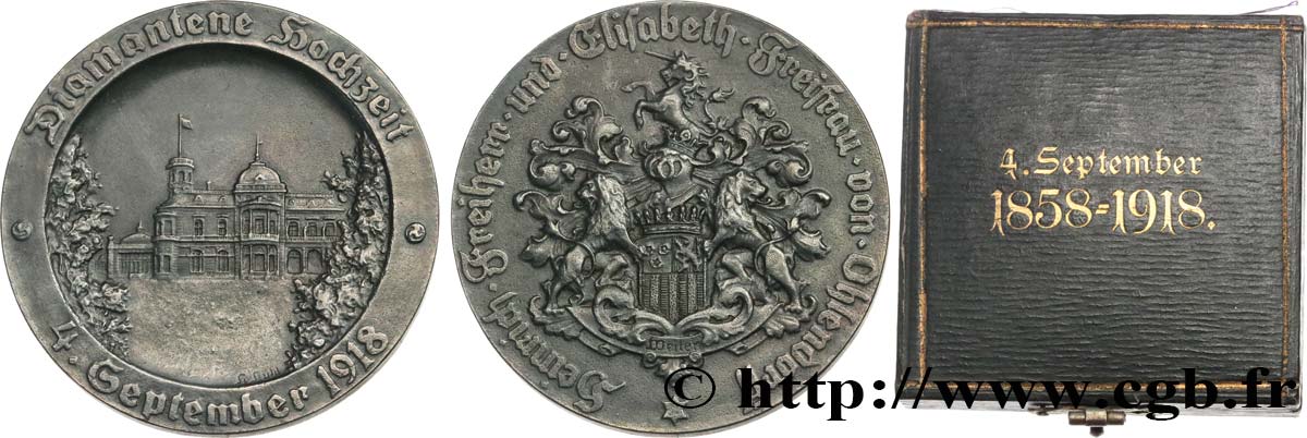 ALLEMAGNE Médaille, Noces de diamant d’Heinrich Freiherr et Elisabeth Freifrau von Ohlendorff SUP