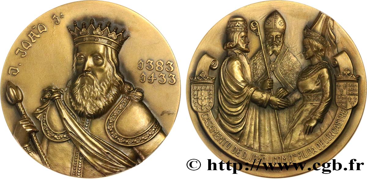 PORTUGAL - ROYAUME DE PORTUGAL - JEAN Ier LE GRAND Médaille, Mariage de Jean Ier et Philippa de Lancastre, refrappe VZ