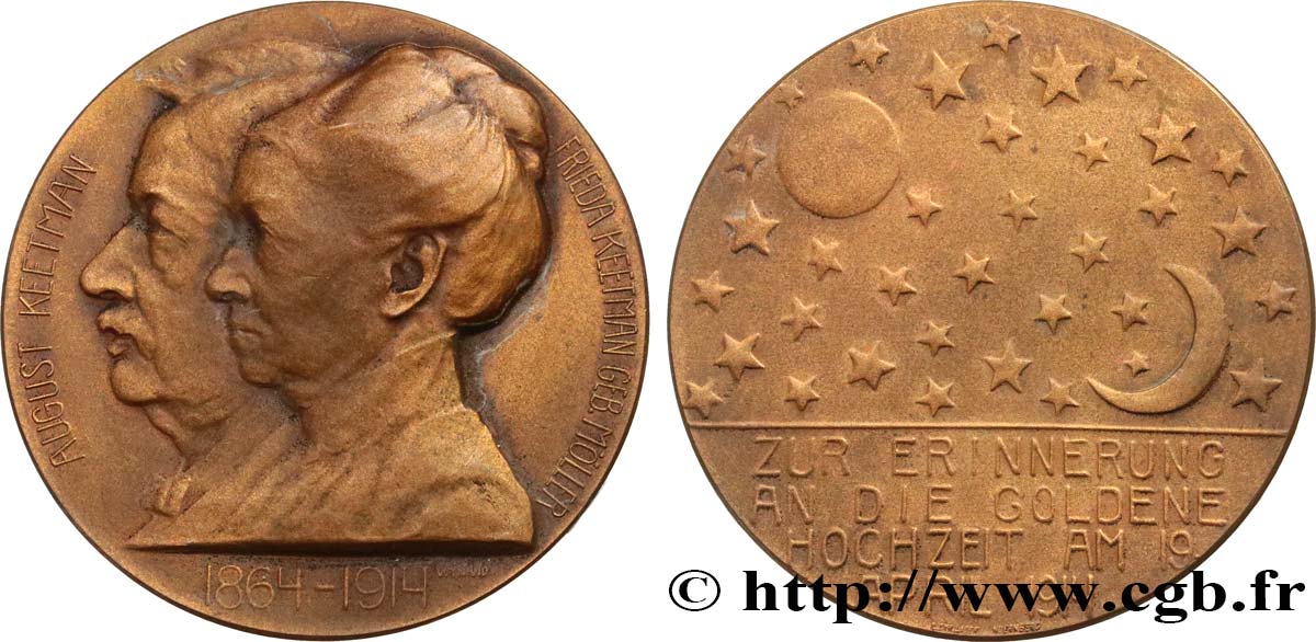 GERMANY Médaille, Noces d’or d’August Keetman et Frieda Möller XF