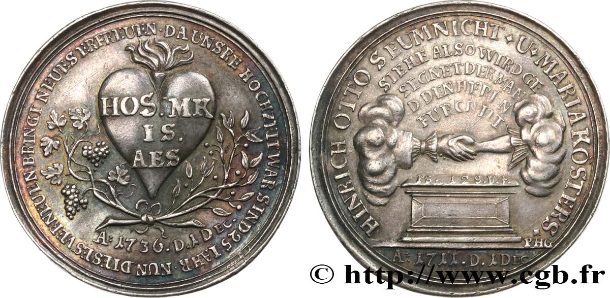 GERMANIA Médaille, Noces d’argent d’Hinrich Otto Seumnicht et son épouse Maria, née Kösters BB