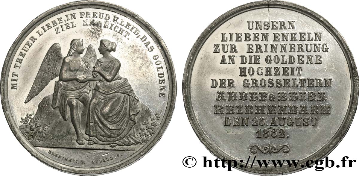 ALEMANIA Médaille, Noces d’or d’Adolf et Elisa Reichenbach MBC