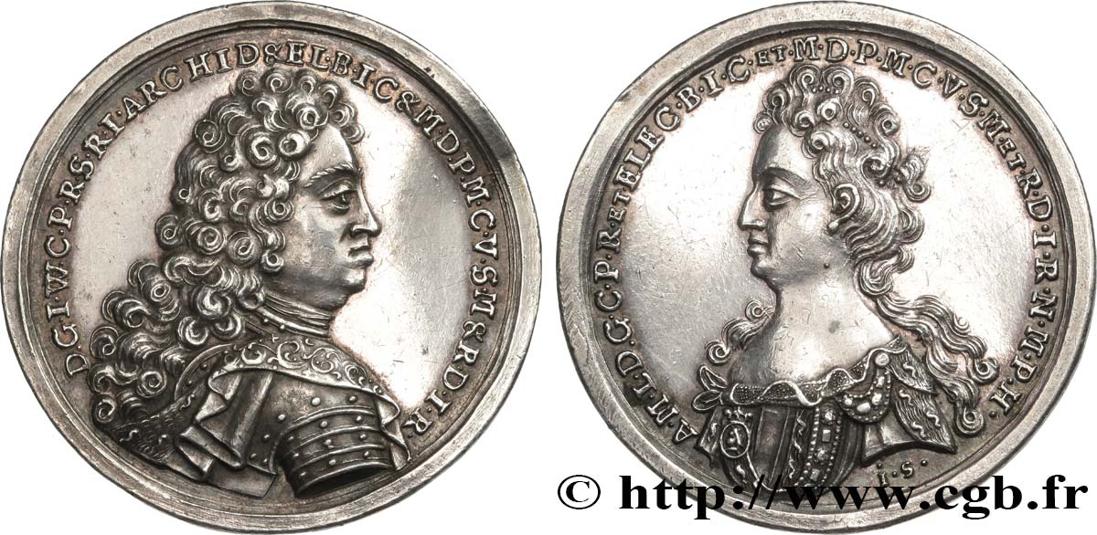 ALEMANIA Médaille, Mariage de Jean Guillaume II, Comte palatin de Neubourg, et Anne-Marie-Louise de Médicis MBC+