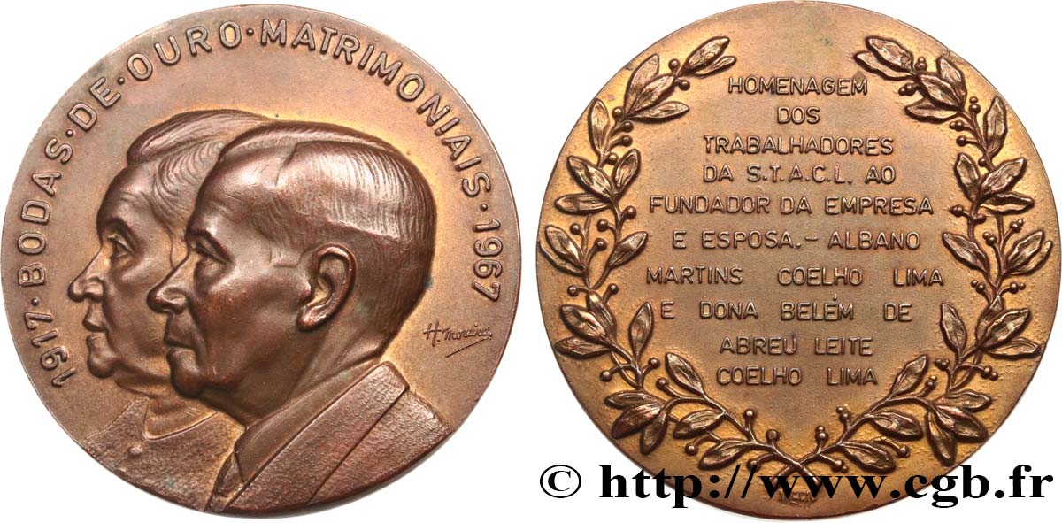 AMOUR ET MARIAGE Médaille, Noces d’or d’Albano et Maria Martins Coelho Lima EBC