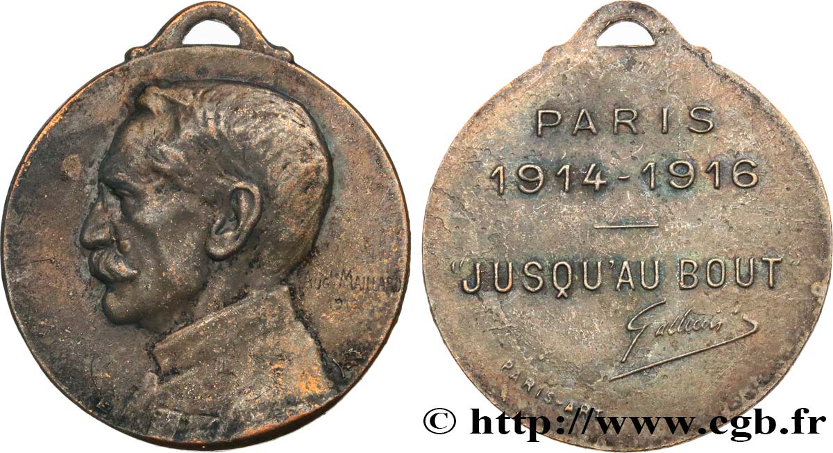 DRITTE FRANZOSISCHE REPUBLIK Médaille “Jusqu’au bout” du général Gallieni SS