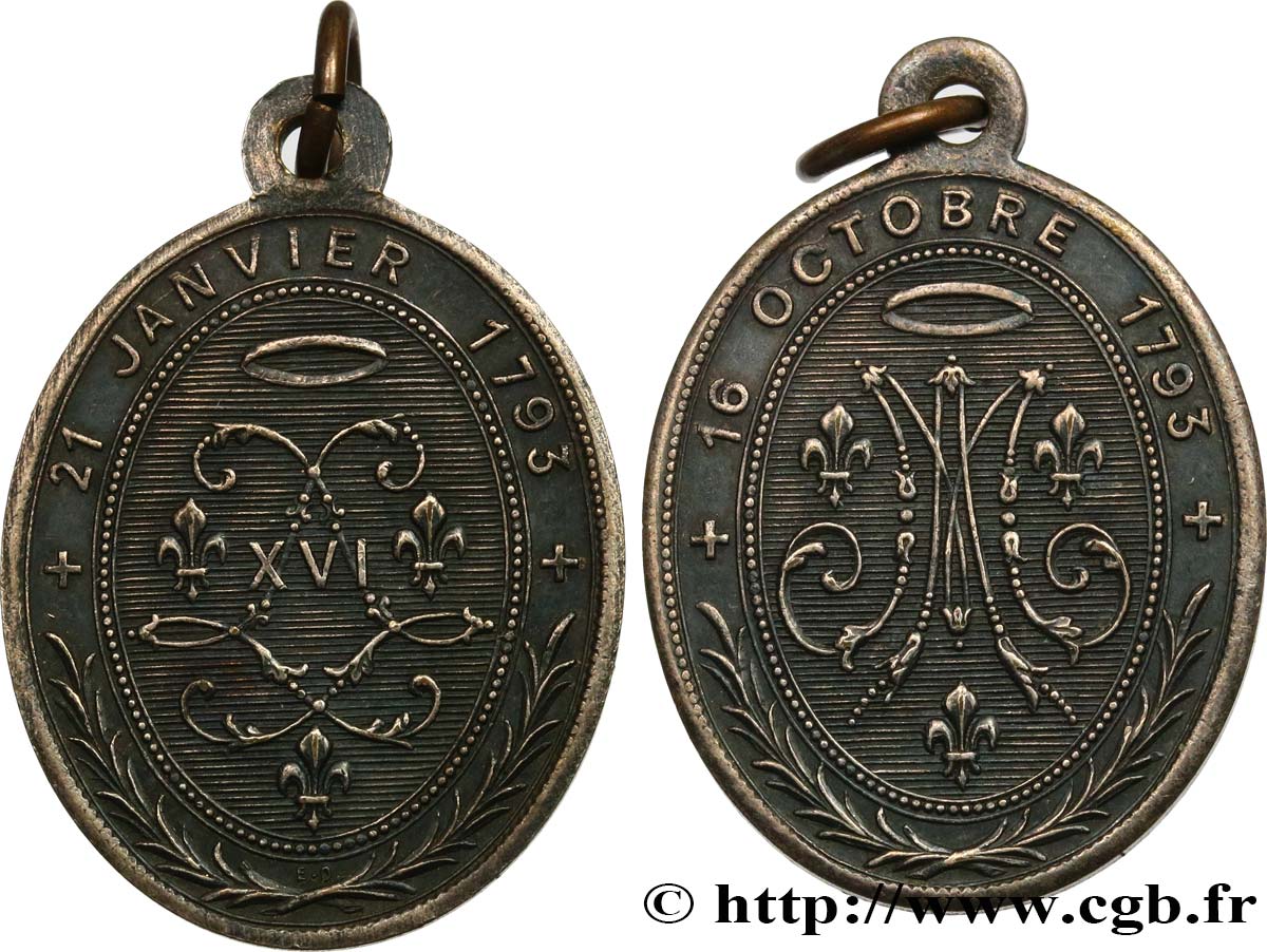 LOUIS XVIII Médaille de souvenir du roi et de la reine martyrs XF
