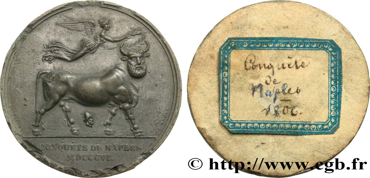 NAPOLEON S EMPIRE Médaille, Conquête de Naples, tirage du revers VF