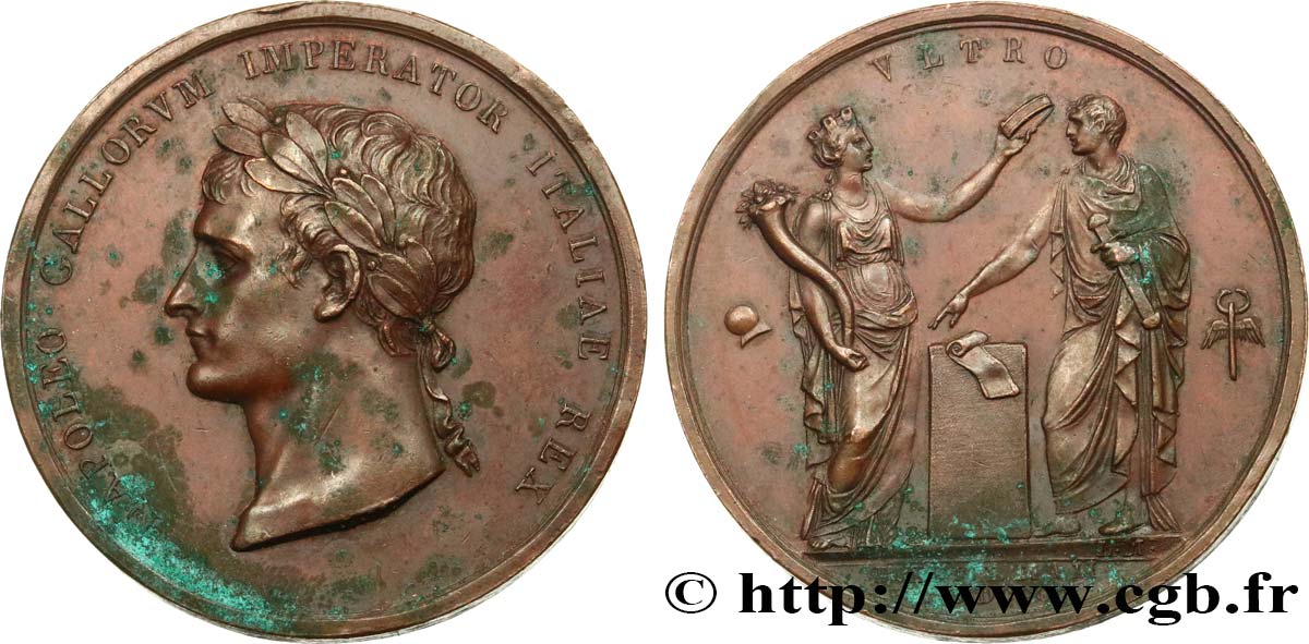 PRIMER IMPERIO Médaille, Napoléon Ier couronné roi d Italie MBC+