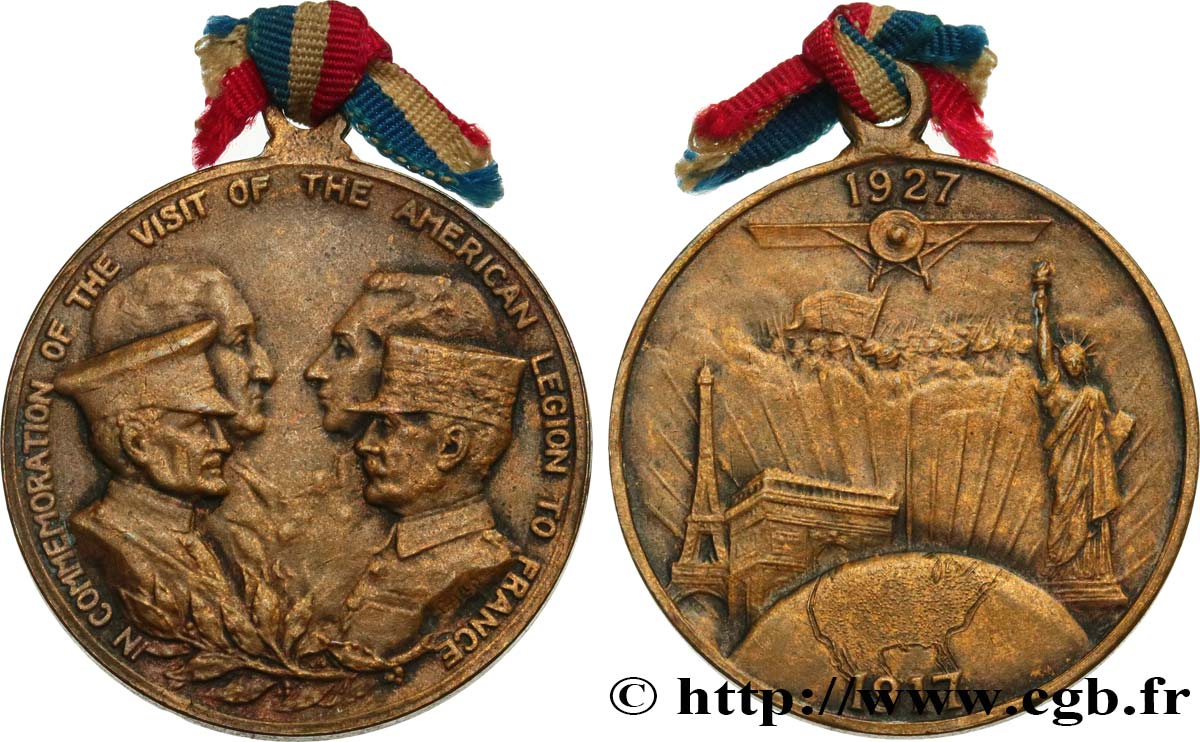 TROISIÈME RÉPUBLIQUE Médaille, Visite de la légion américaine en France TTB