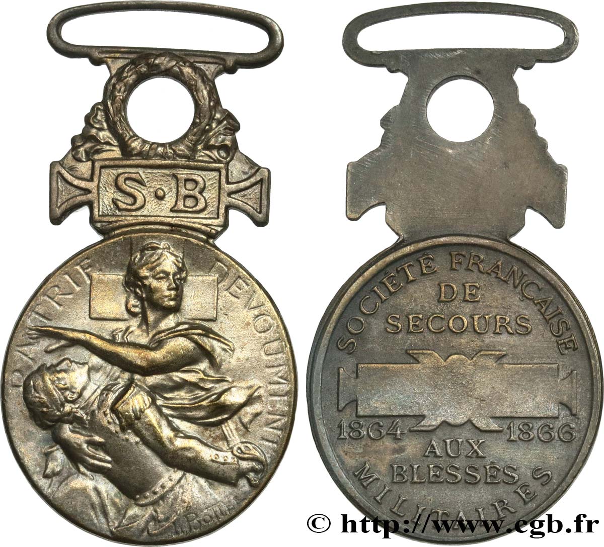 SECOND EMPIRE Médaille, Société française de secours aux blessés militaires TTB