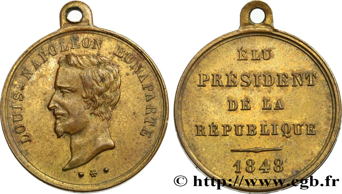 DEUXIÈME RÉPUBLIQUE Médaillette, Élection du président Louis Napoléon Bonaparte XF