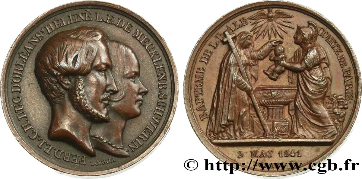 LOUIS-PHILIPPE I Médaille, Baptême de Louis Philippe d’Orléans AU