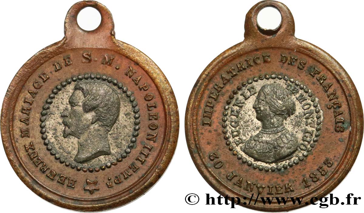 SECOND EMPIRE Médaille, Mariage de Napoléon III et Eugénie XF