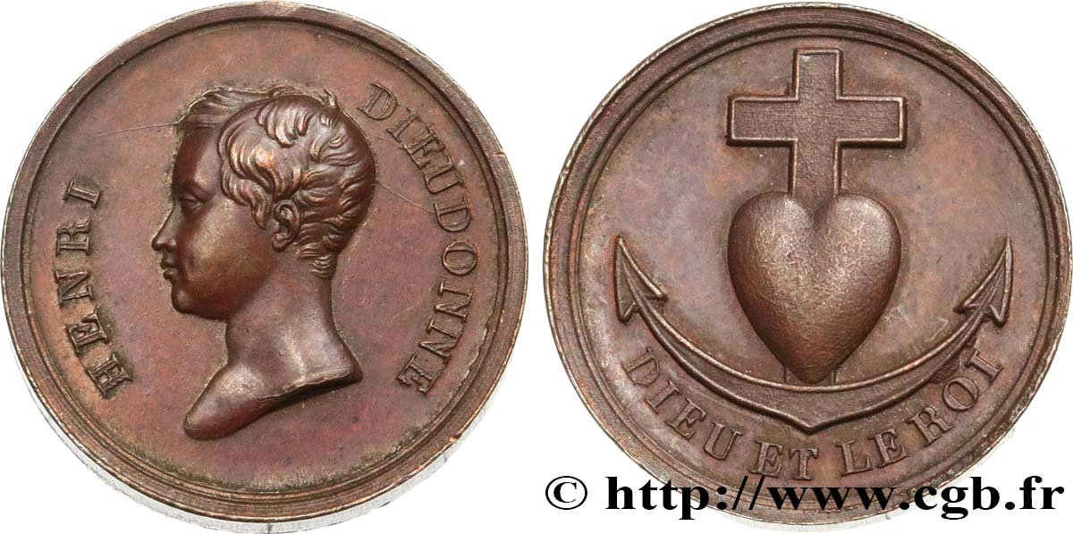 HENRI V COMTE DE CHAMBORD Médaille, Dieu et le roi q.SPL