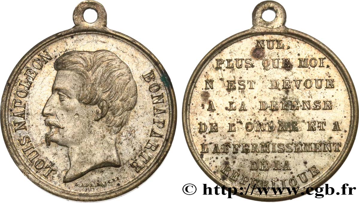 SECOND REPUBLIC Médaille, Louis-Napoléon Bonaparte XF