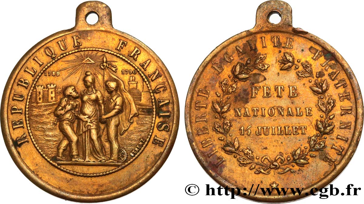 DEUXIÈME RÉPUBLIQUE Médaille, Fête Nationale XF