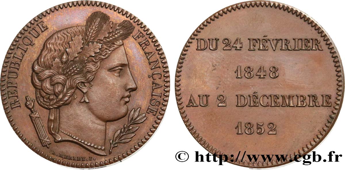 DEUXIÈME RÉPUBLIQUE Médaille commémorative SUP+