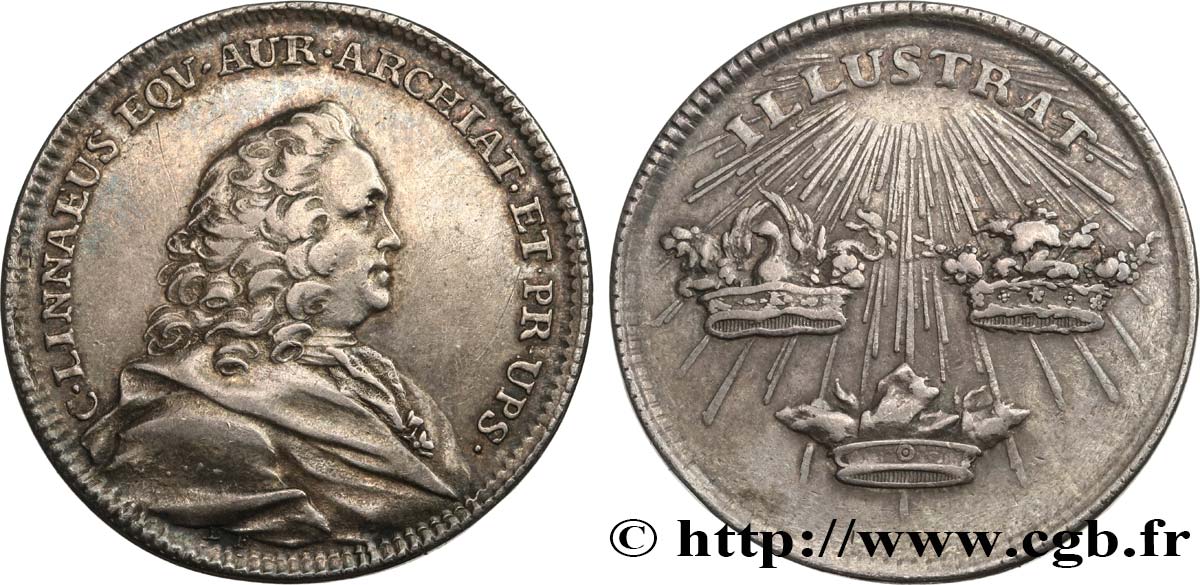 SUÈDE - ROYAUME DE SUÈDE - GUSTAVE III Médaille, Illustrat, Carl Linnaeus TTB