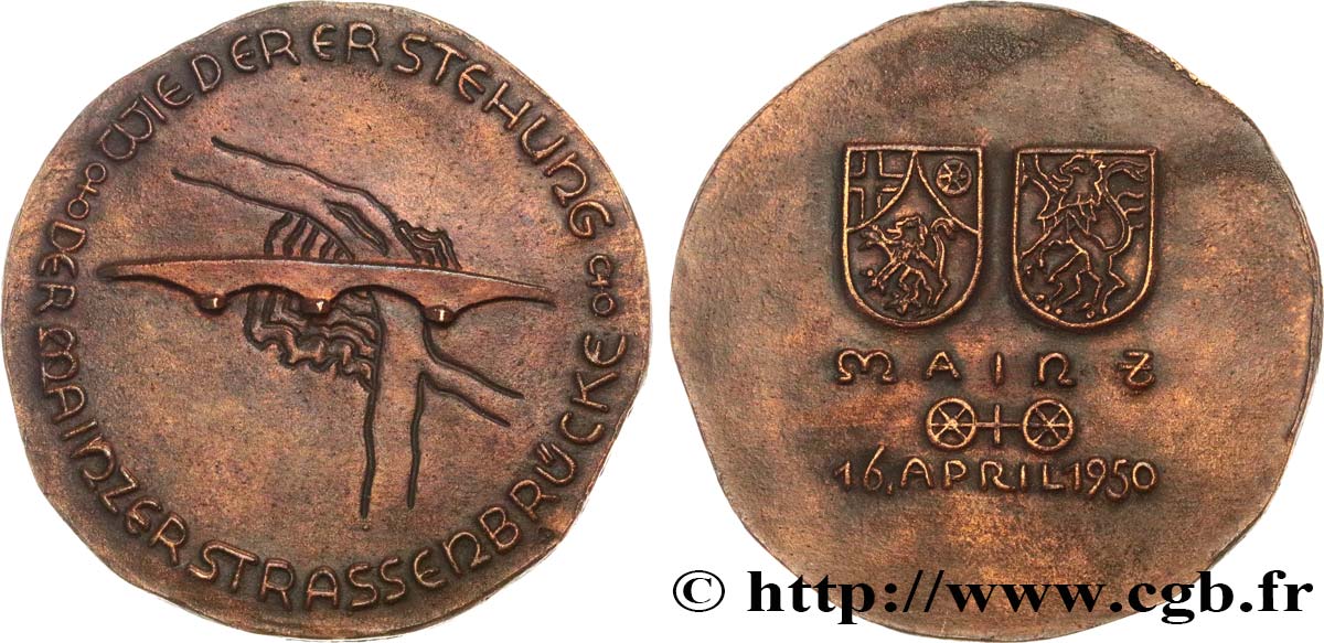 ALEMANIA Médaille, Mainz et le pont Theodor-Heuss MBC