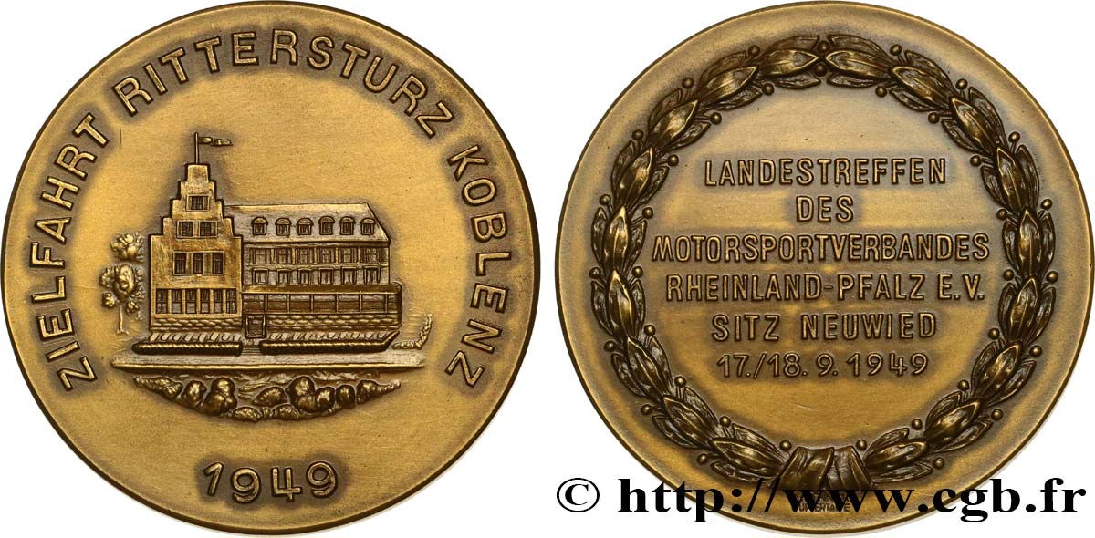 ALLEMAGNE Médaille, Réunion de “Motorsportverbandes” à Rittersturz de Koblenz TTB