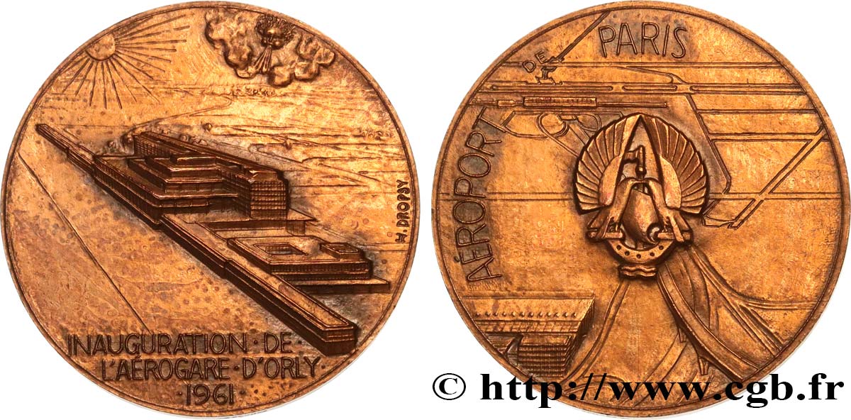 CINQUIÈME RÉPUBLIQUE Médaille, Inauguration de l’aéroport d’Orly TTB+