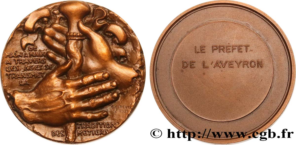 QUARTA REPUBBLICA FRANCESE Médaille d’apprentissage, Préfet de l’Aveyron q.SPL