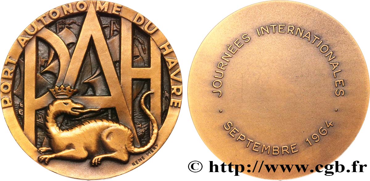 FUNFTE FRANZOSISCHE REPUBLIK Médaille, Journées internationales, Port du Havre SS