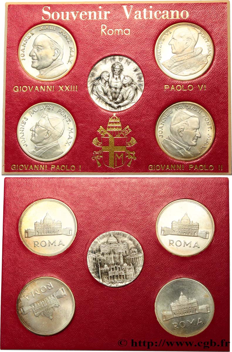 VATICANO Y ESTADOS PONTIFICIOS Médailles, Jubilé de l’Année Sainte 1975 et les quatre papes EBC