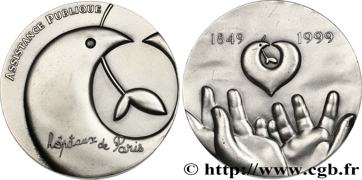 FUNFTE FRANZOSISCHE REPUBLIK Médaille, 150e anniversaire de création des Hôpitaux de Paris-Assistance publique fVZ